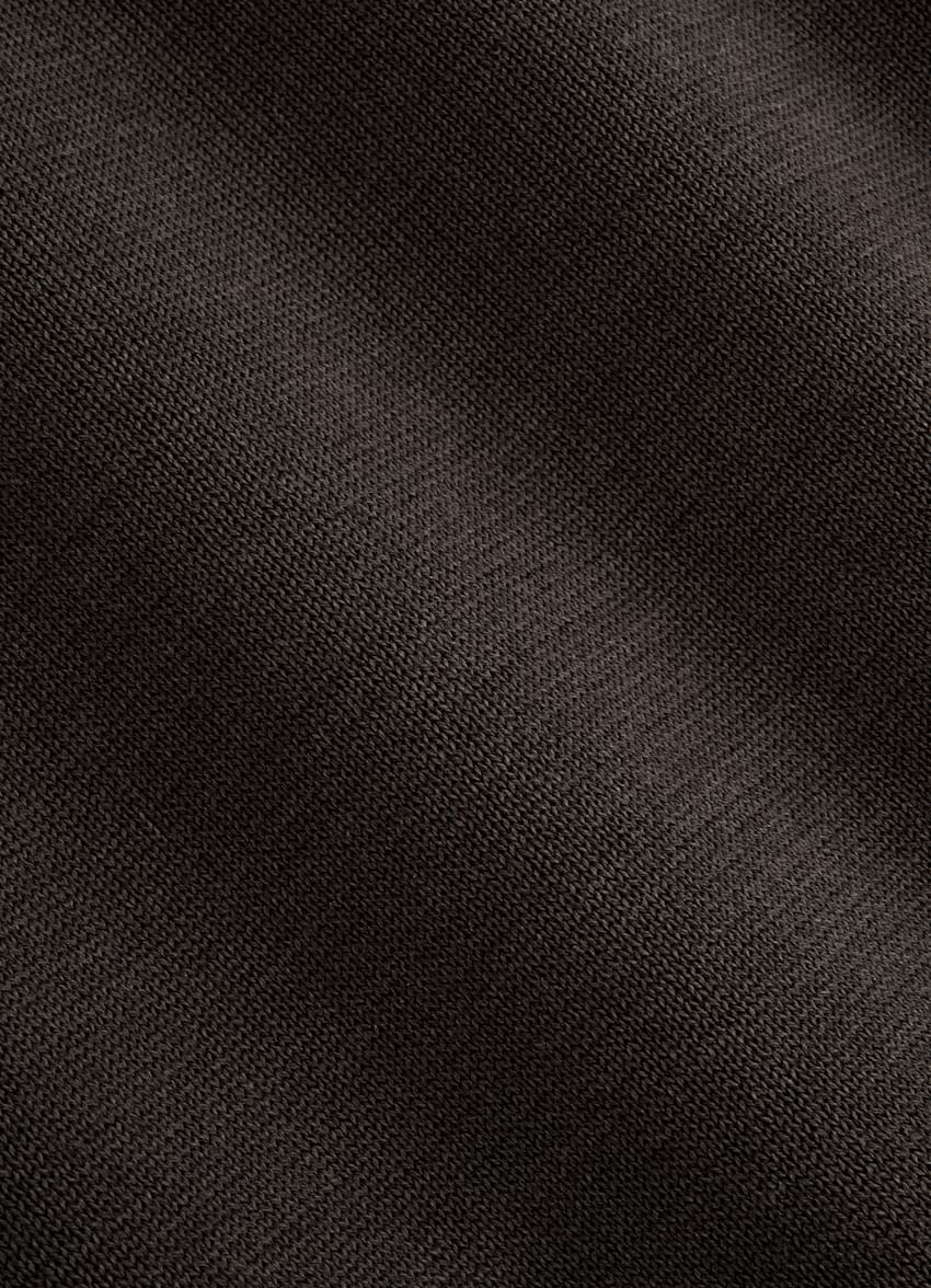 SUITSUPPLY Californian Cotton & Mulberry Silk Dark Brown Long Sleeve Polo
