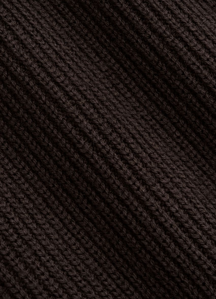 SUITSUPPLY Pura lana Jersey cuello alto marrón oscuro ribeteado