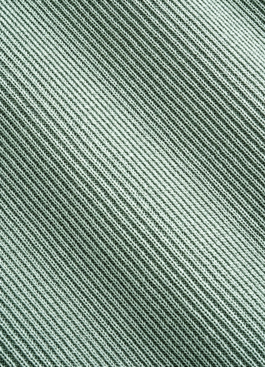 SUITSUPPLY Cotton Silk Green Ribbed Tank Top