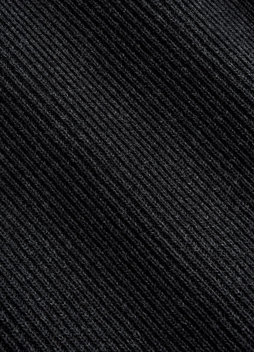 SUITSUPPLY Cotton Silk Dark Grey Ribbed Short Sleeve Henley
