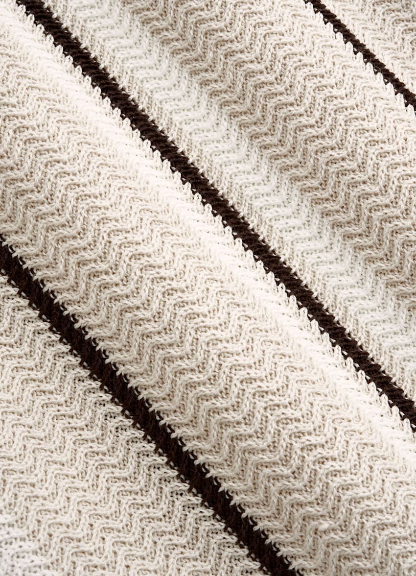 SUITSUPPLY Cotone e seta Girocollo jacquard a righe color sabbia maniche corte