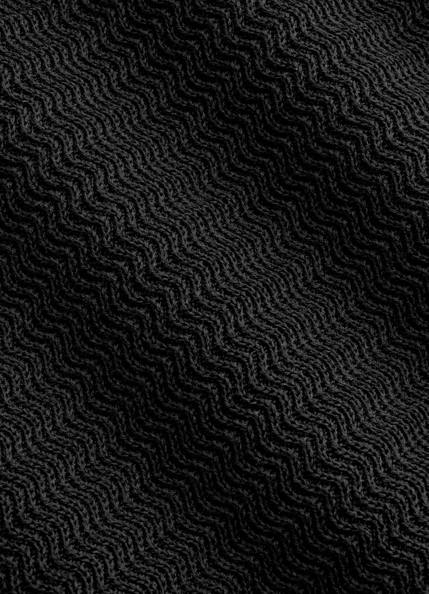 SUITSUPPLY Coton et soie Col rond en jacquard noir &agrave; manches courtes.