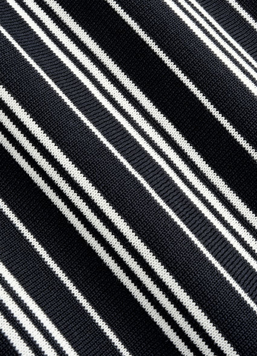 SUITSUPPLY Katoen-zijde Navy Gestreept Poloshirt