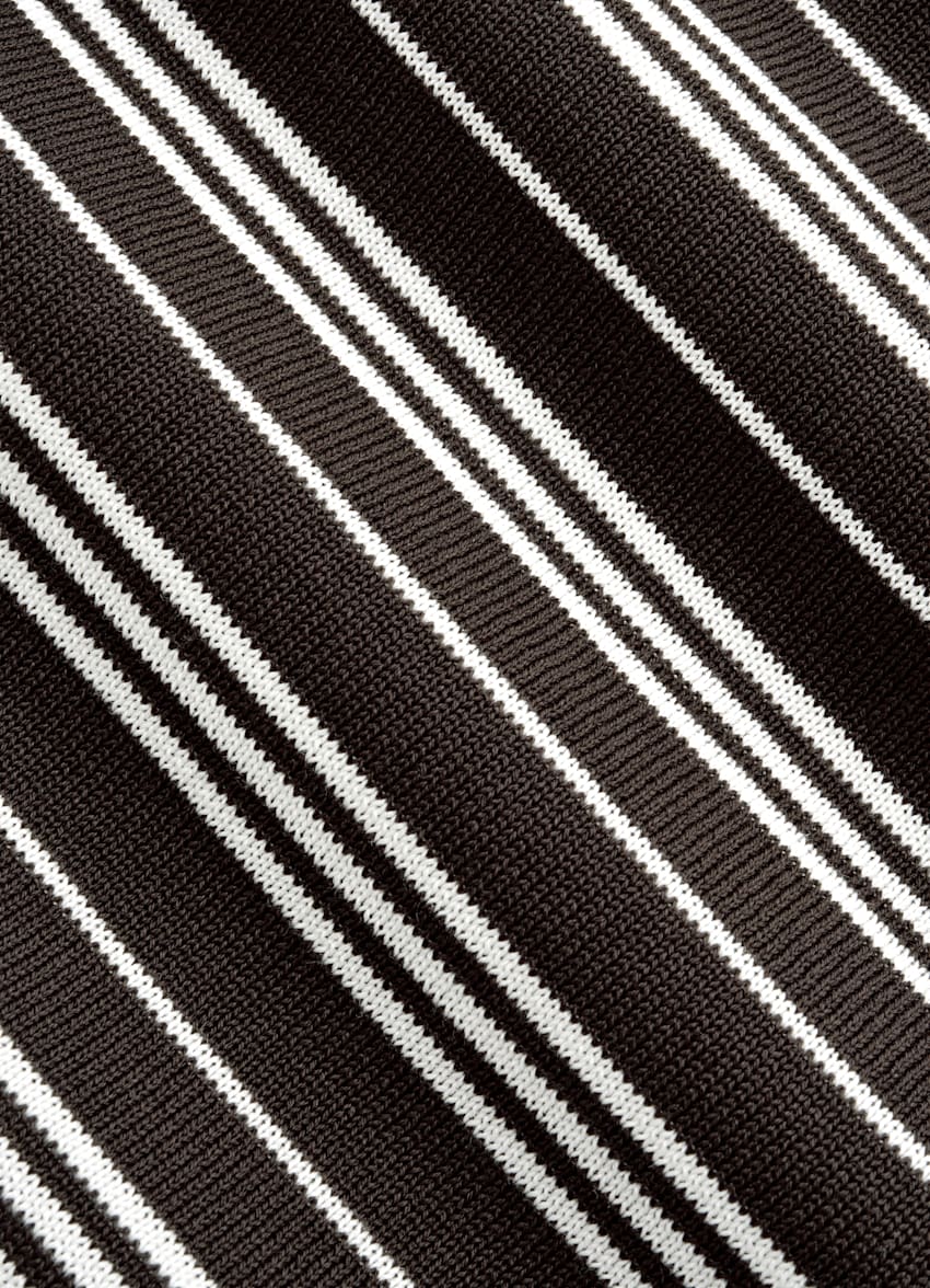 SUITSUPPLY Katoen-zijde Bruin Gestreept Poloshirt