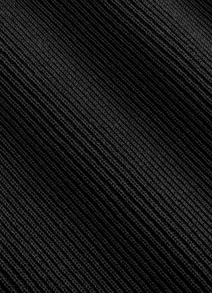 SUITSUPPLY Cotton Silk Black Ribbed Polo