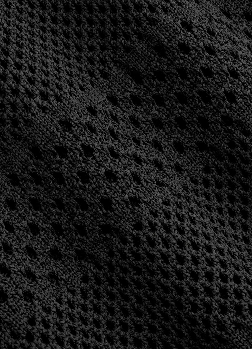 SUITSUPPLY Coton et soie Polo en crochet noir