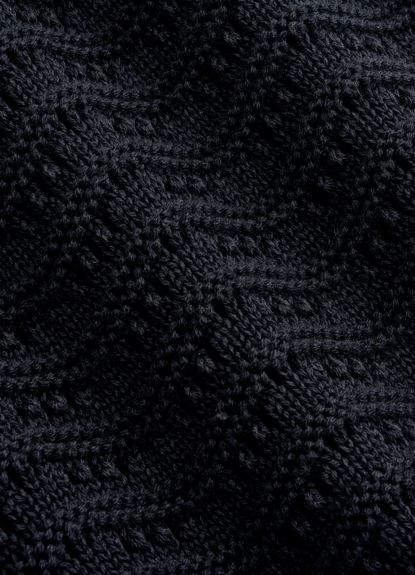 SUITSUPPLY Katoen-zijde Navy Crochet Poloshirt Zonder Knopen