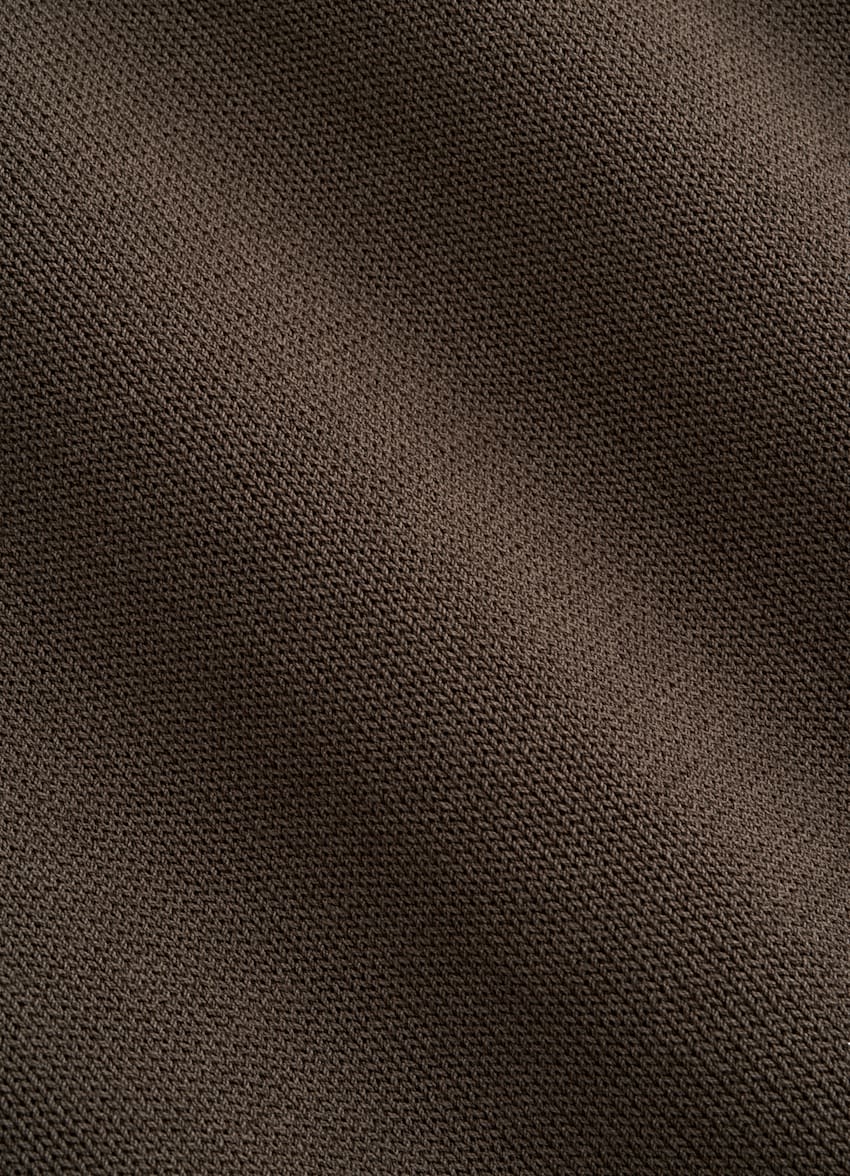 SUITSUPPLY Pure Cotton Dark Brown Buttonless Polo