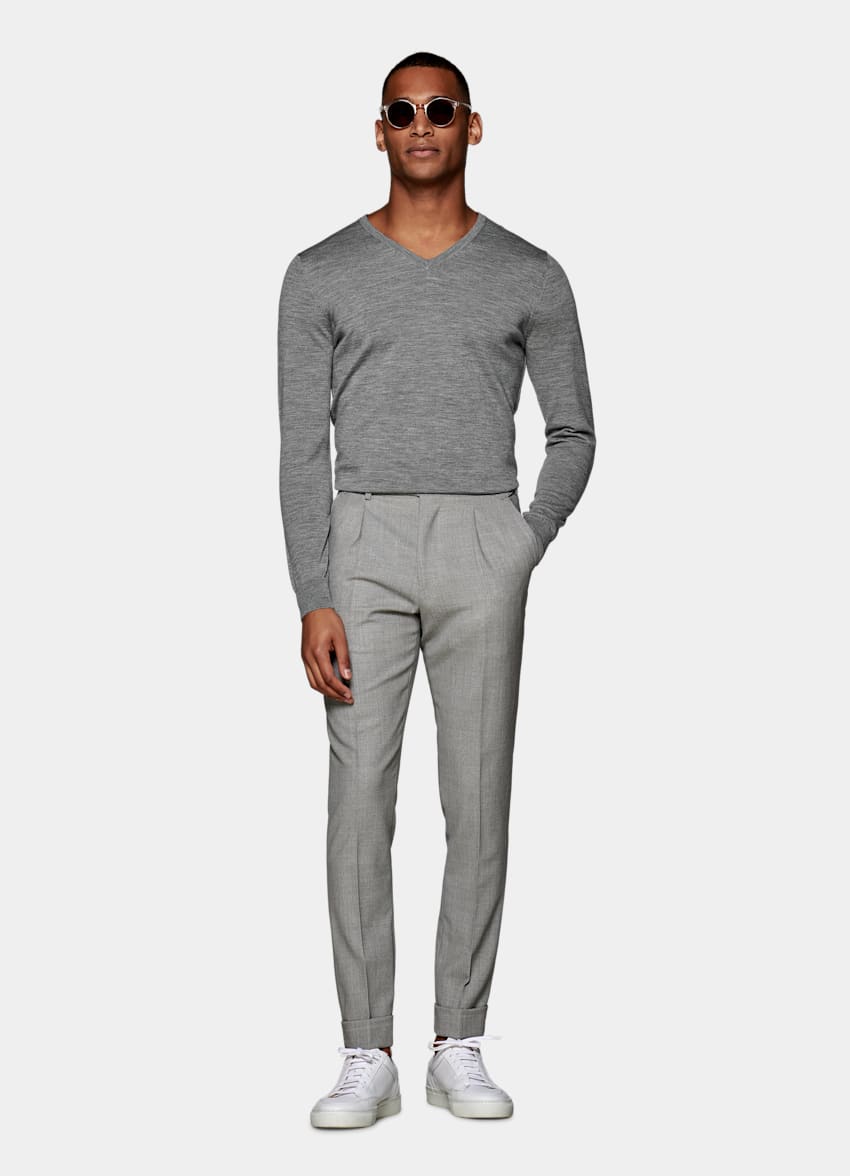 Grey V-Neck | Pure Merino Wool 