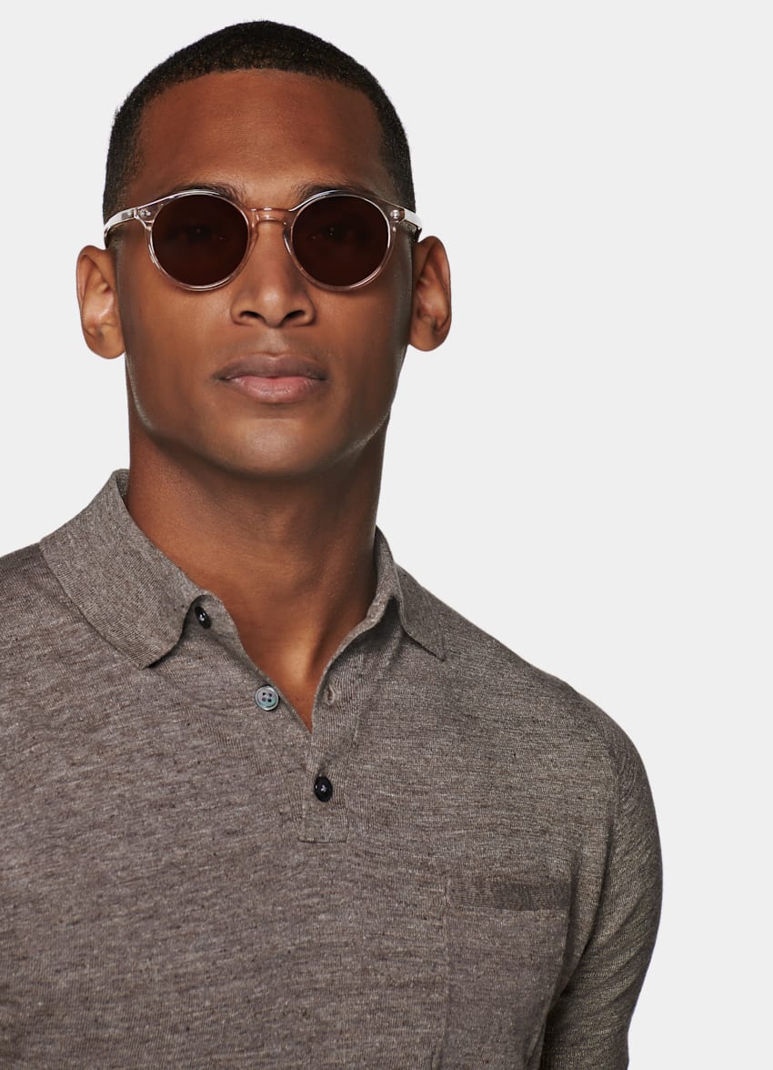 Brown Polo | Linen Cotton | Suitsupply Online Store