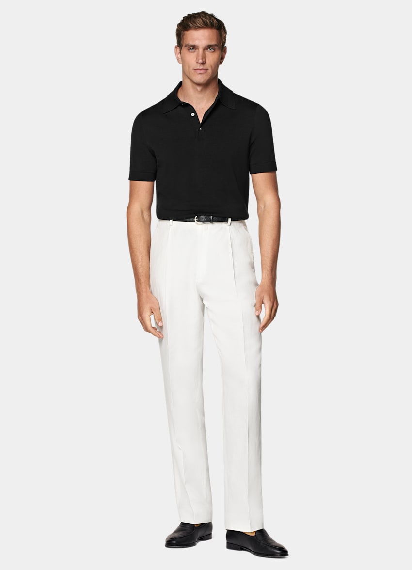 SUITSUPPLY Cotton Silk Black Polo
