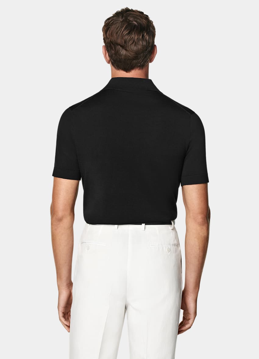 SUITSUPPLY Cotton Silk Black Polo