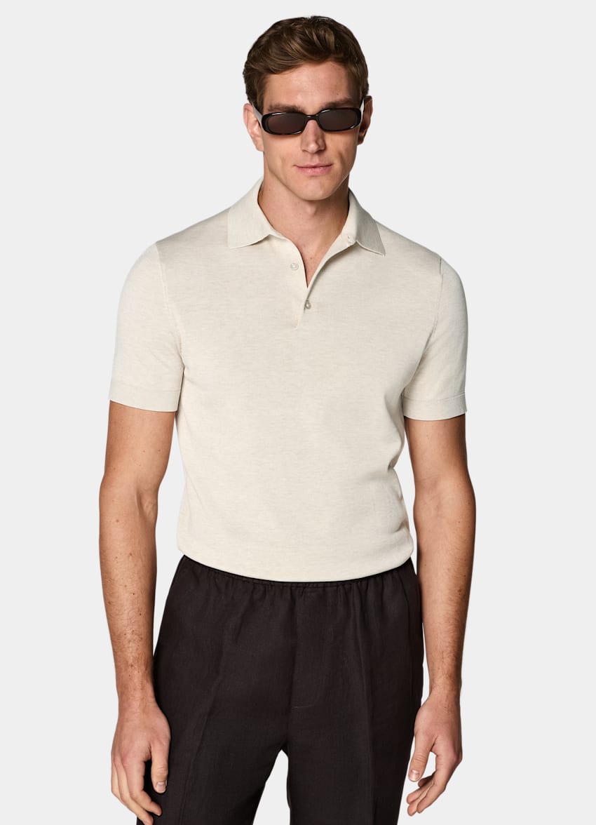 SUITSUPPLY Cotton Silk Light Brown Polo