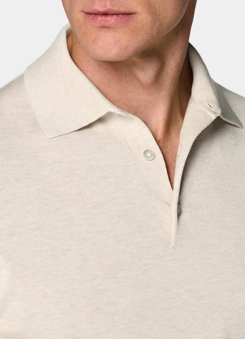 SUITSUPPLY Cotton Silk Light Brown Polo
