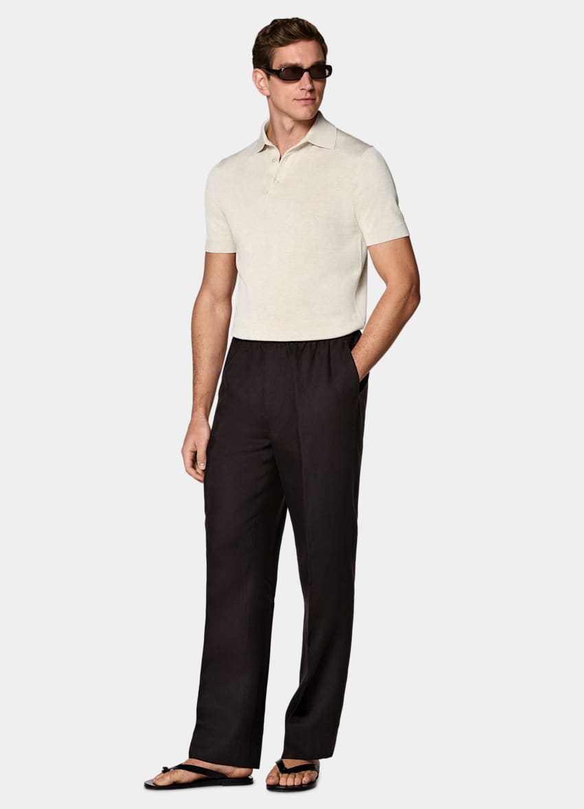 SUITSUPPLY Cotton Silk Light Brown Polo