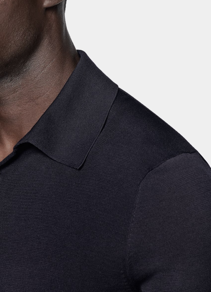 SUITSUPPLY Cotton Silk Navy Polo
