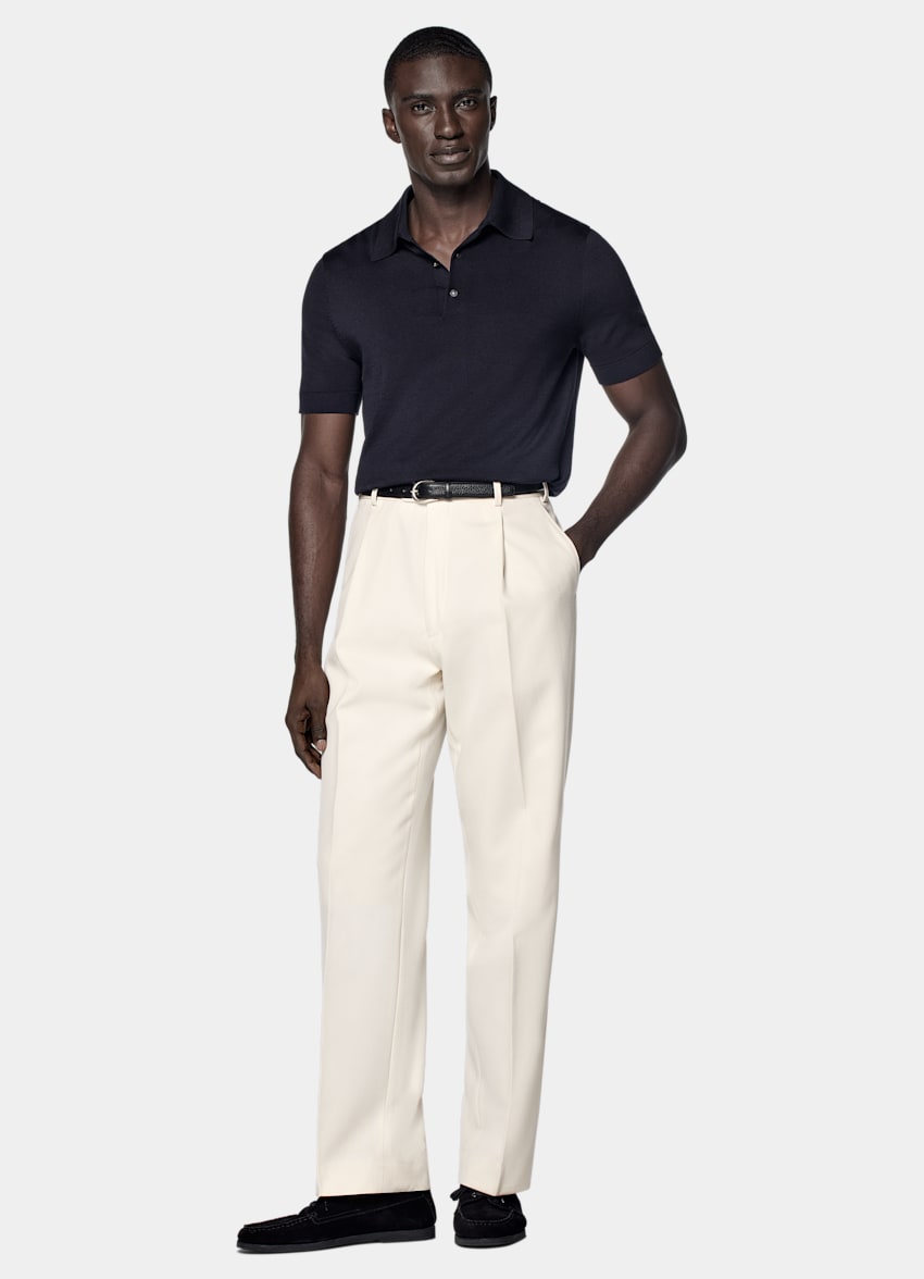 SUITSUPPLY Cotton Silk Navy Polo