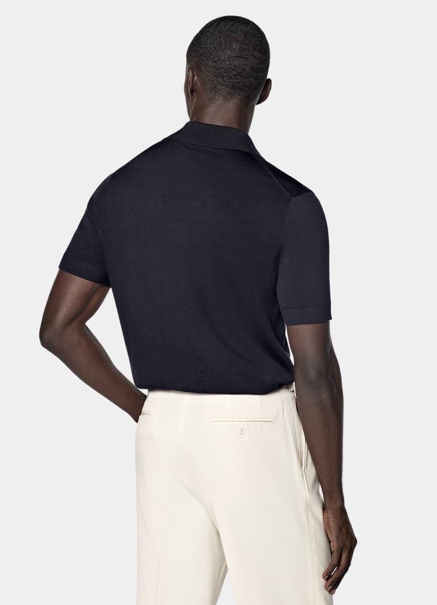SUITSUPPLY Cotton Silk Navy Polo
