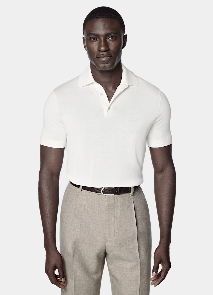 SUITSUPPLY Cotton Silk Off-White Polo