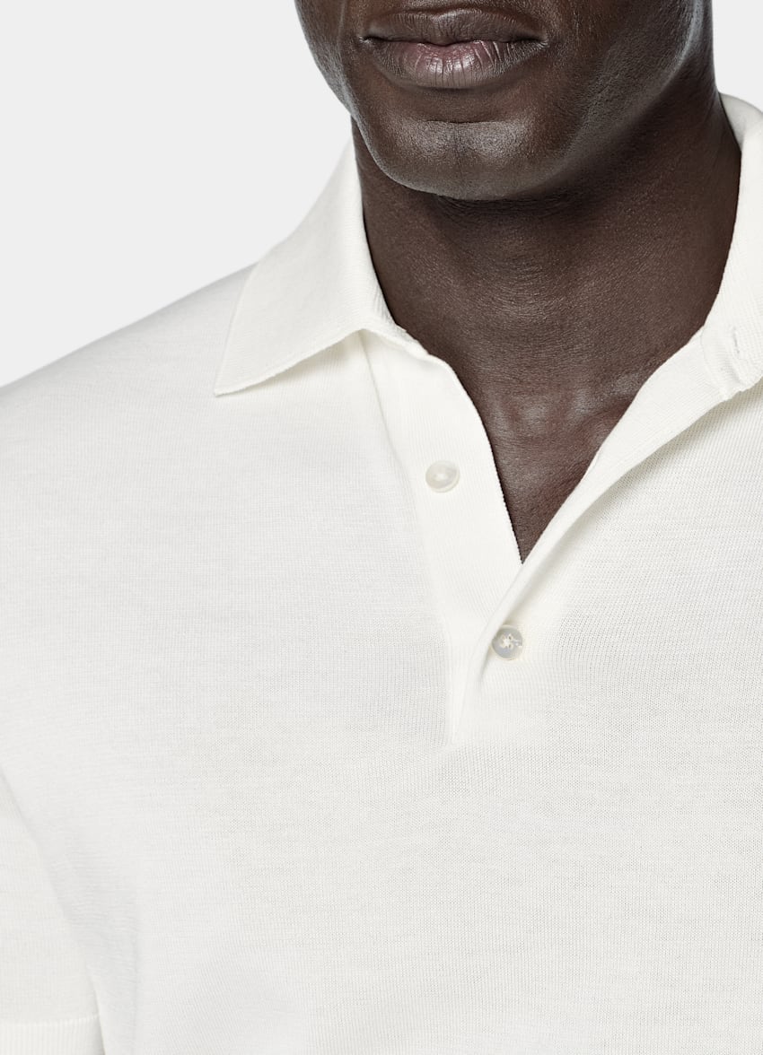 SUITSUPPLY Cotton Silk Off-White Polo
