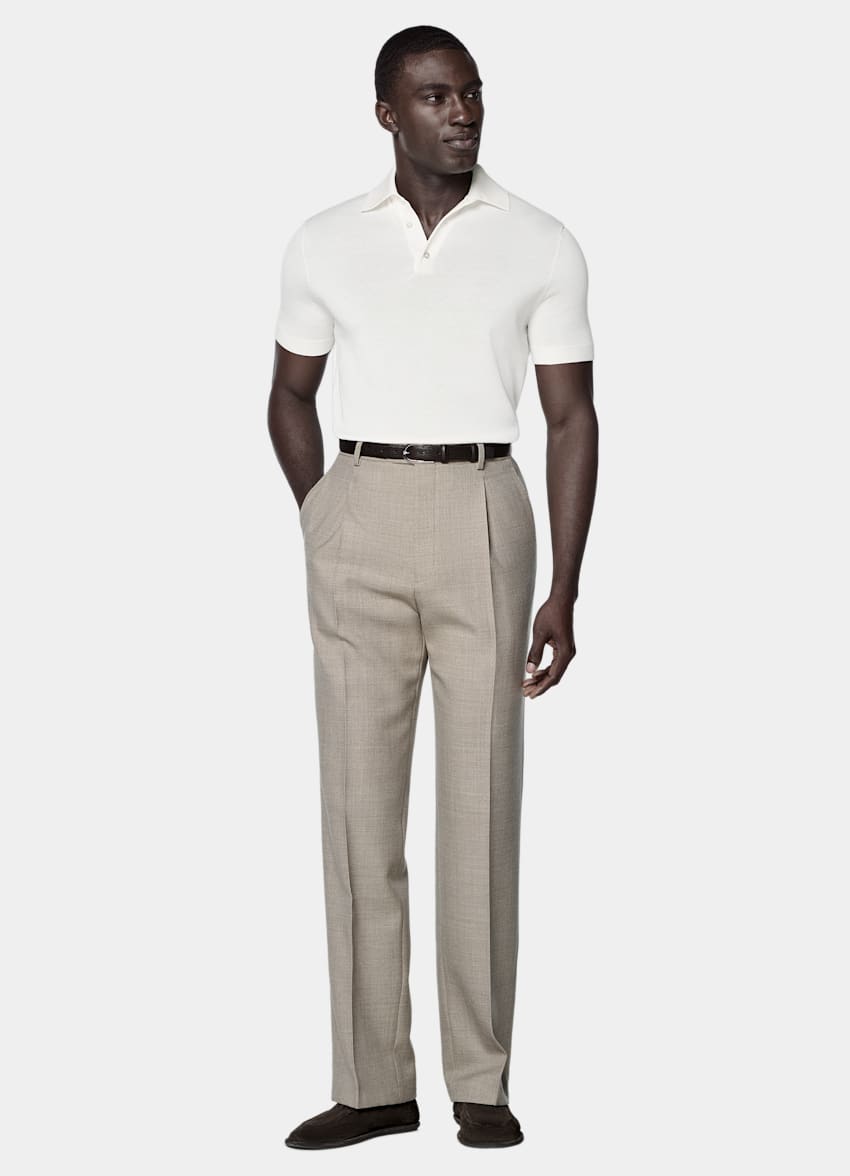 SUITSUPPLY Cotton Silk Off-White Polo