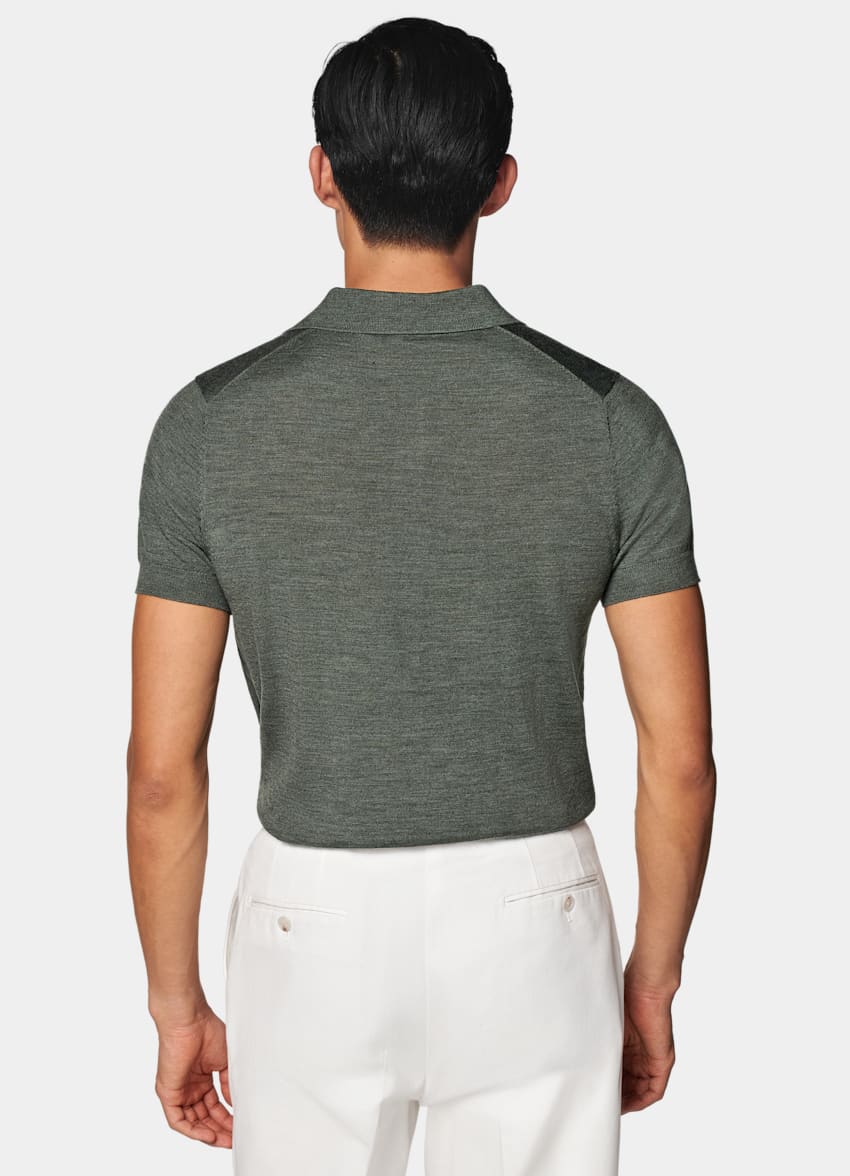 SUITSUPPLY Pure Australian Merino Wool Green Polo Shirt 