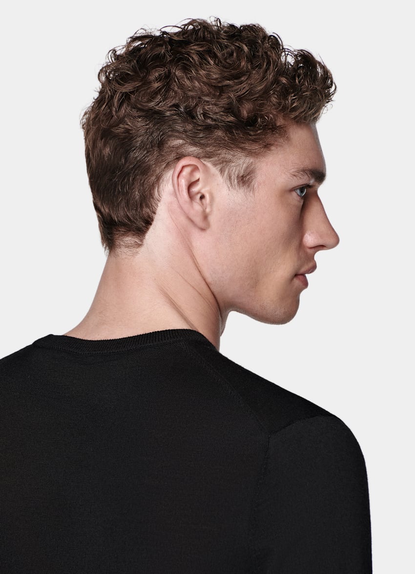 SUITSUPPLY Pura lana Jersey cuello redondo negro merino