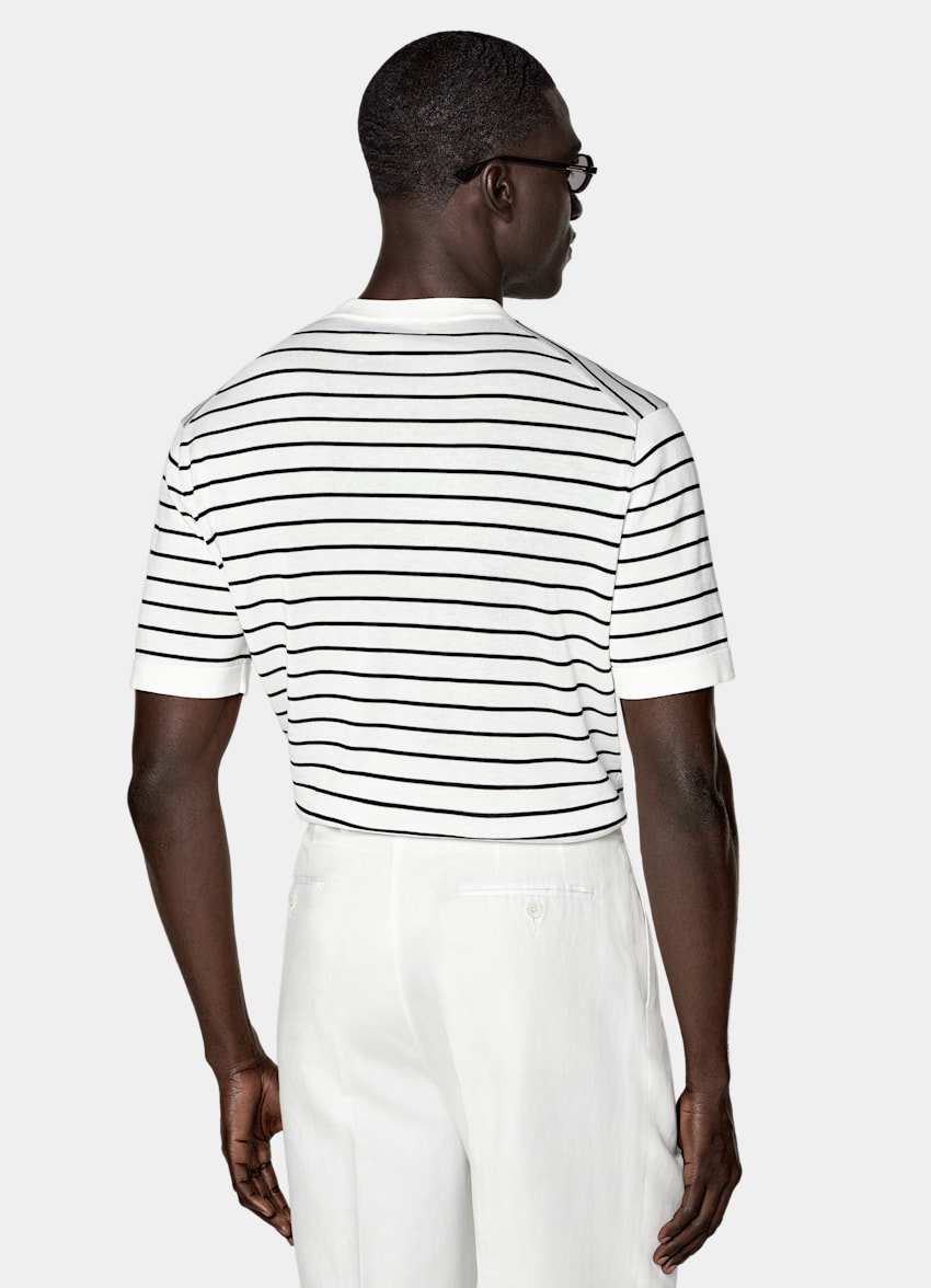 SUITSUPPLY Cotton Silk Off-White Short Sleeve Crewneck