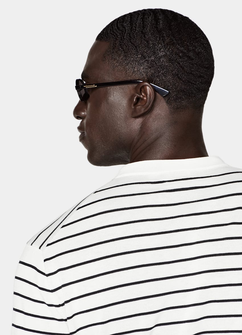 SUITSUPPLY Cotton Silk Off-White Short Sleeve Crewneck