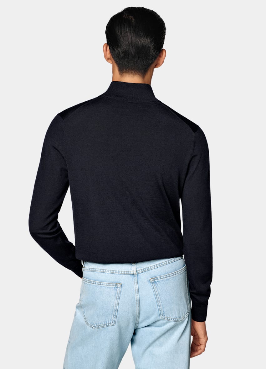 SUITSUPPLY Pure laine Semi-zipp&eacute; bleu marine