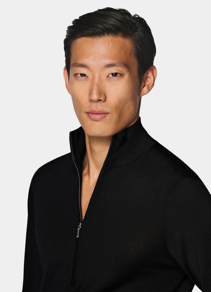 SUITSUPPLY Puur wol Zwart Half Zip