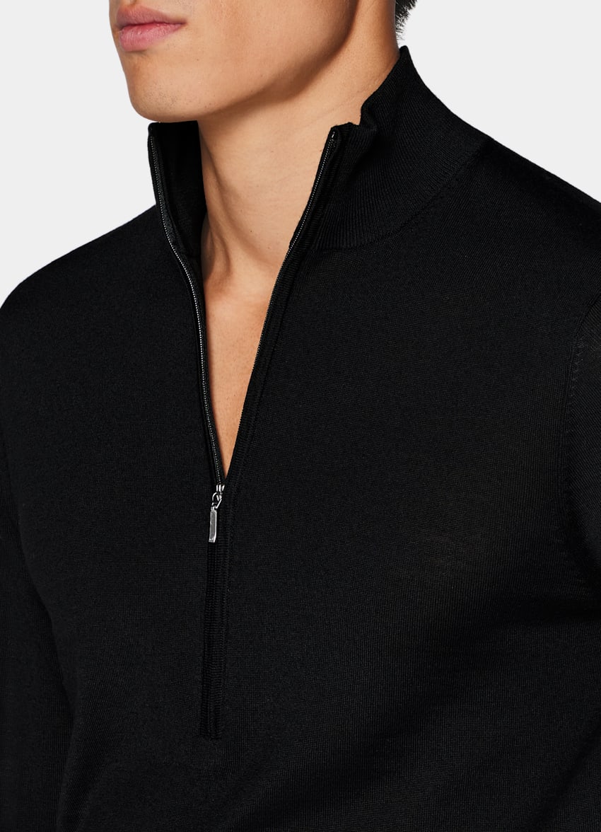 SUITSUPPLY Puur wol Zwart Half Zip