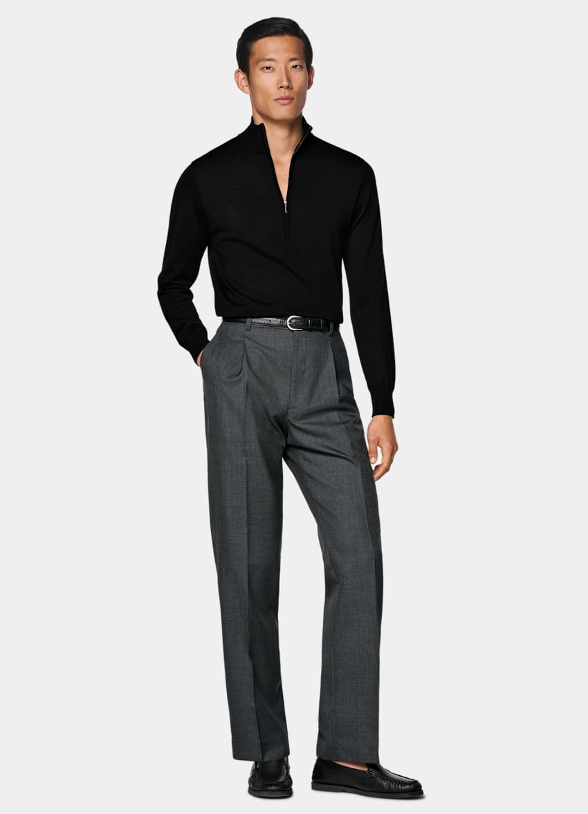 SUITSUPPLY Puur wol Zwart Half Zip