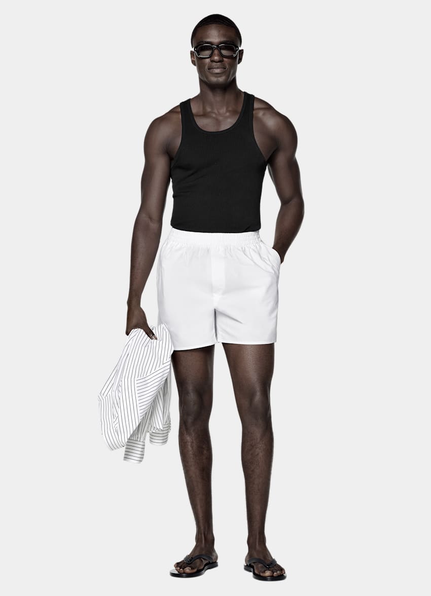 SUITSUPPLY 棉、丝绸 黑色罗纹背心上衣