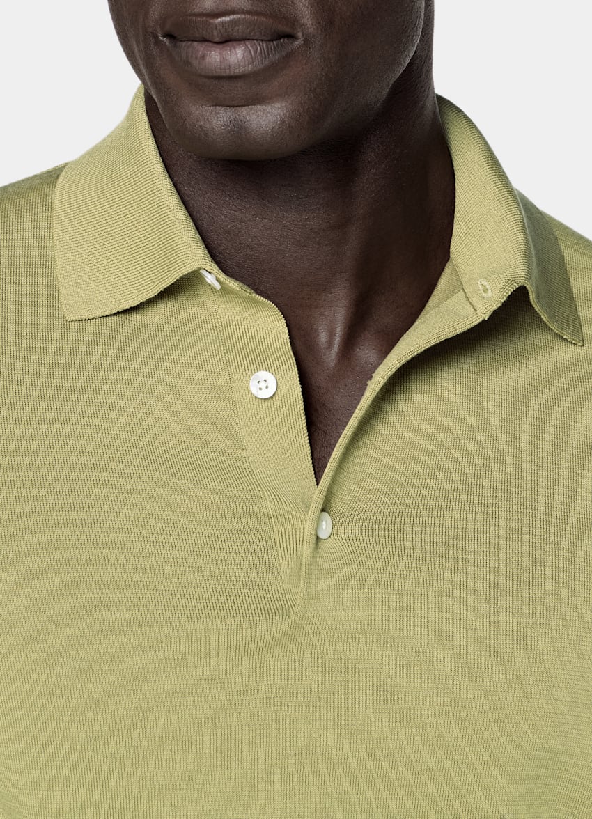 SUITSUPPLY Cotton Silk Mid Green Polo