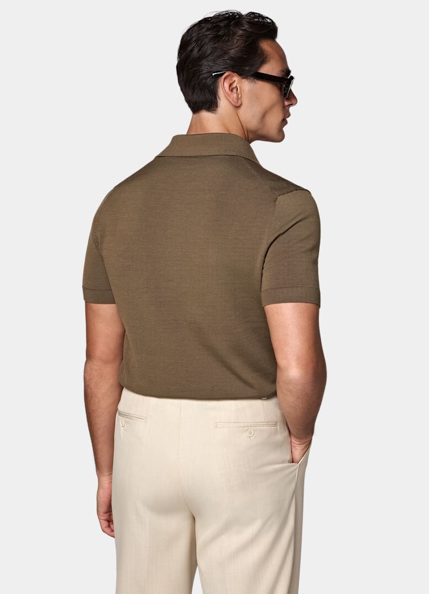 SUITSUPPLY Katoen-zijde Groen Poloshirt