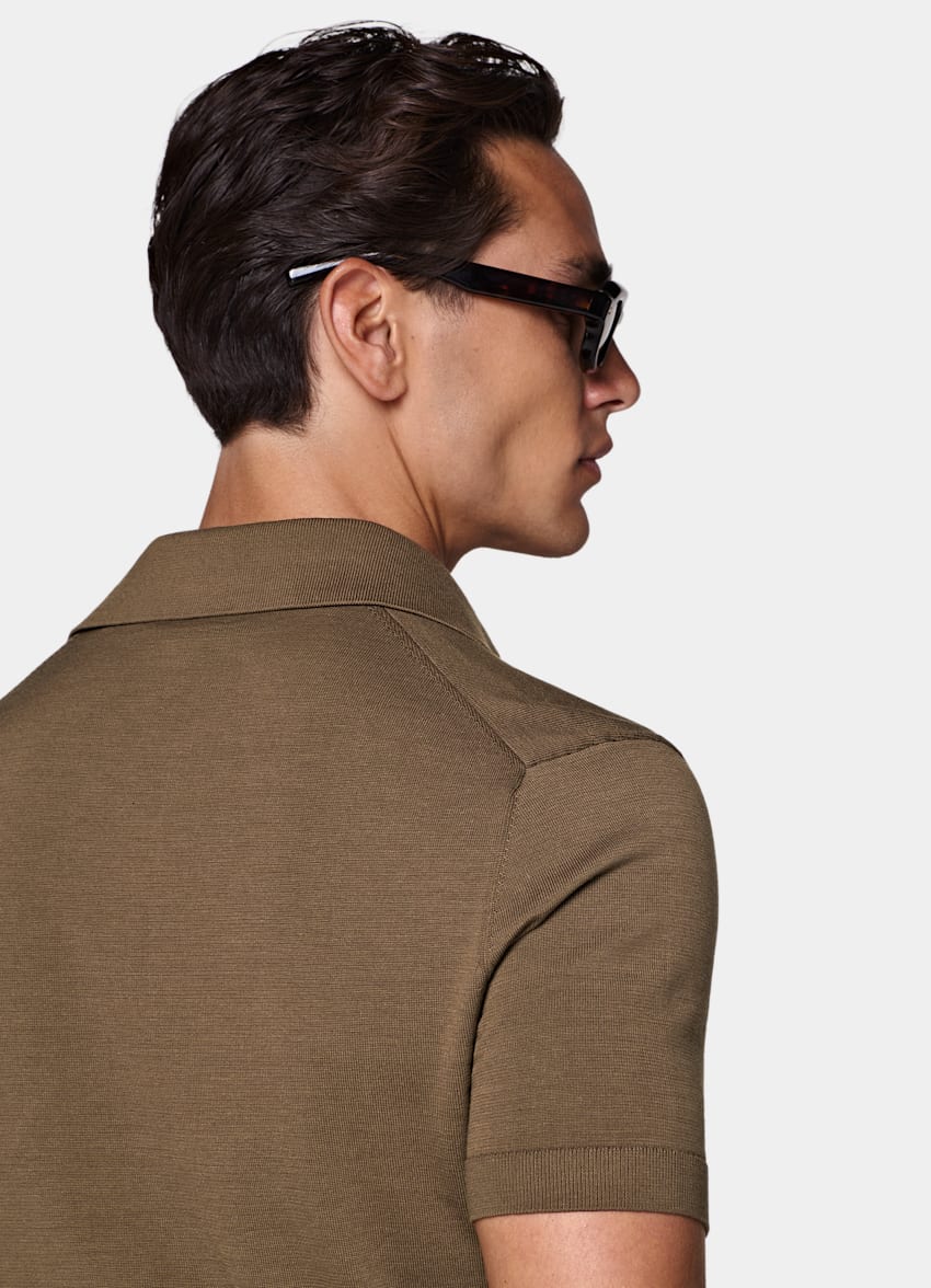 SUITSUPPLY Katoen-zijde Groen Poloshirt