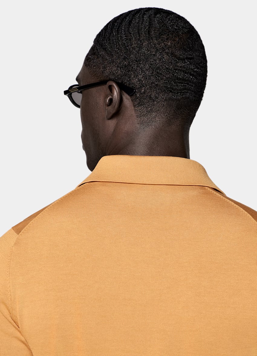 SUITSUPPLY Katoen-zijde Oranje Poloshirt