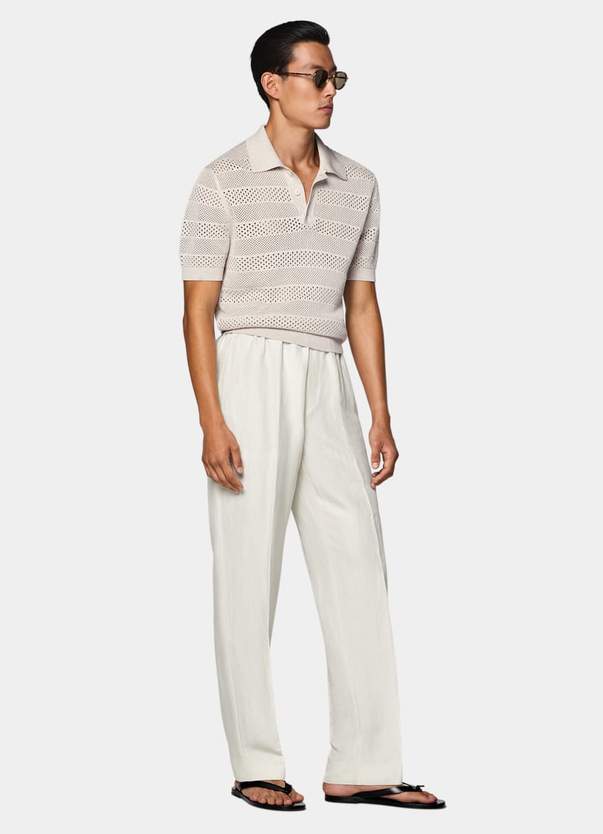 SUITSUPPLY 면 실크 샌드 크로셰 폴로