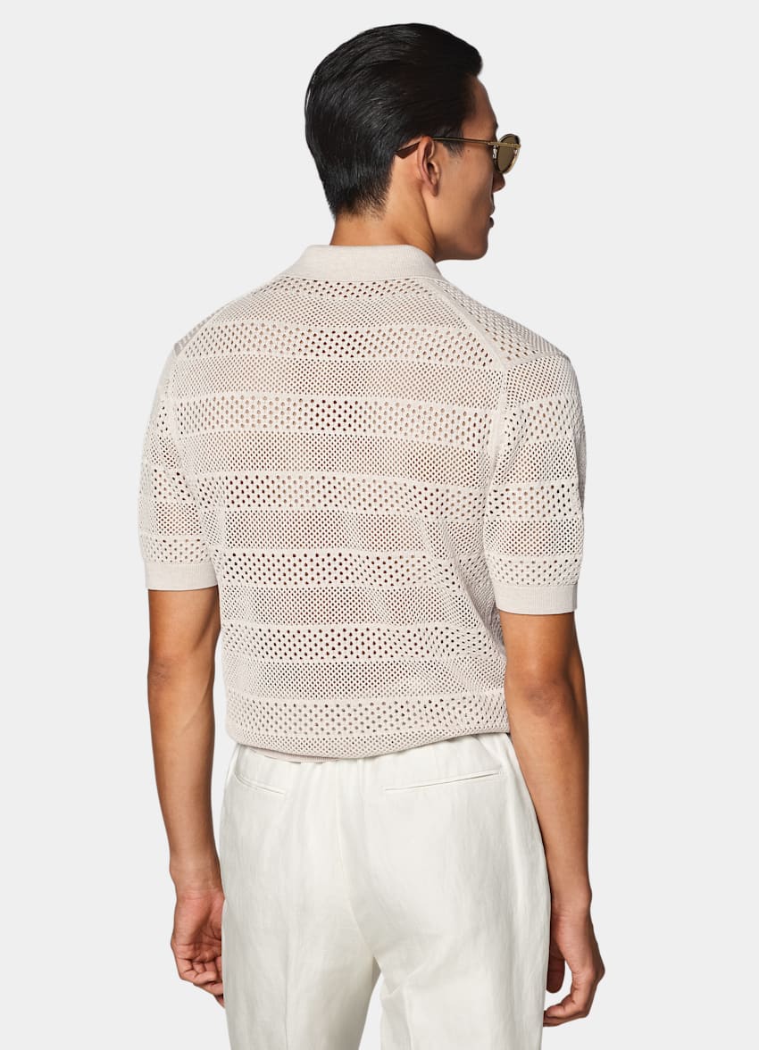 SUITSUPPLY 면 실크 샌드 크로셰 폴로