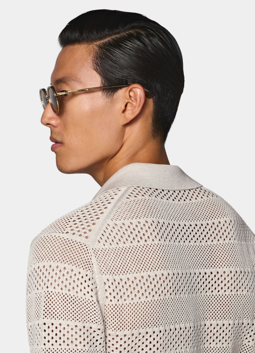 SUITSUPPLY 면 실크 샌드 크로셰 폴로