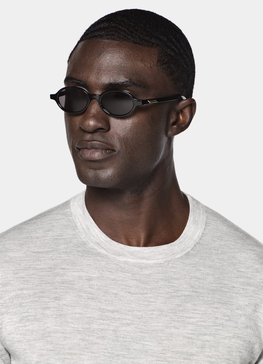 SUITSUPPLY Pure Cashmere Light Grey Short Sleeve Crewneck