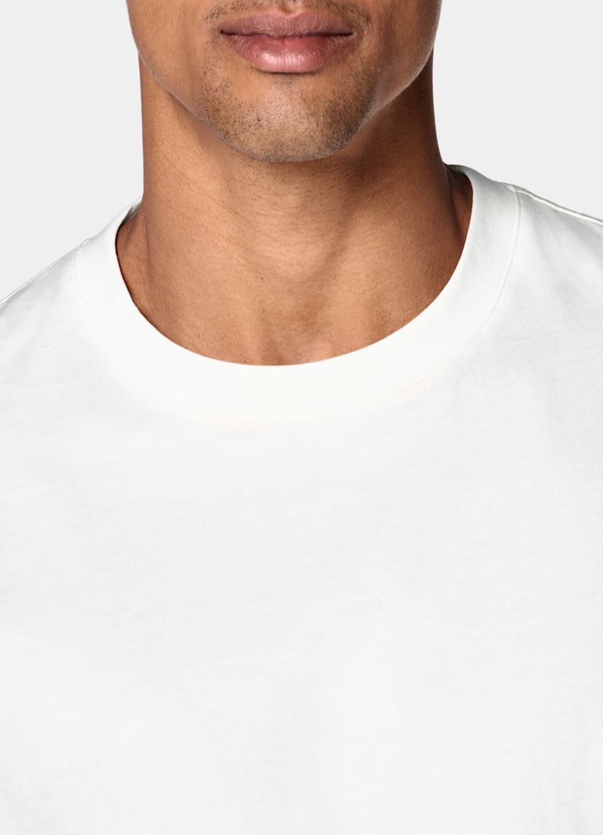 SUITSUPPLY Puro cotone T-shirt a girocollo color panna