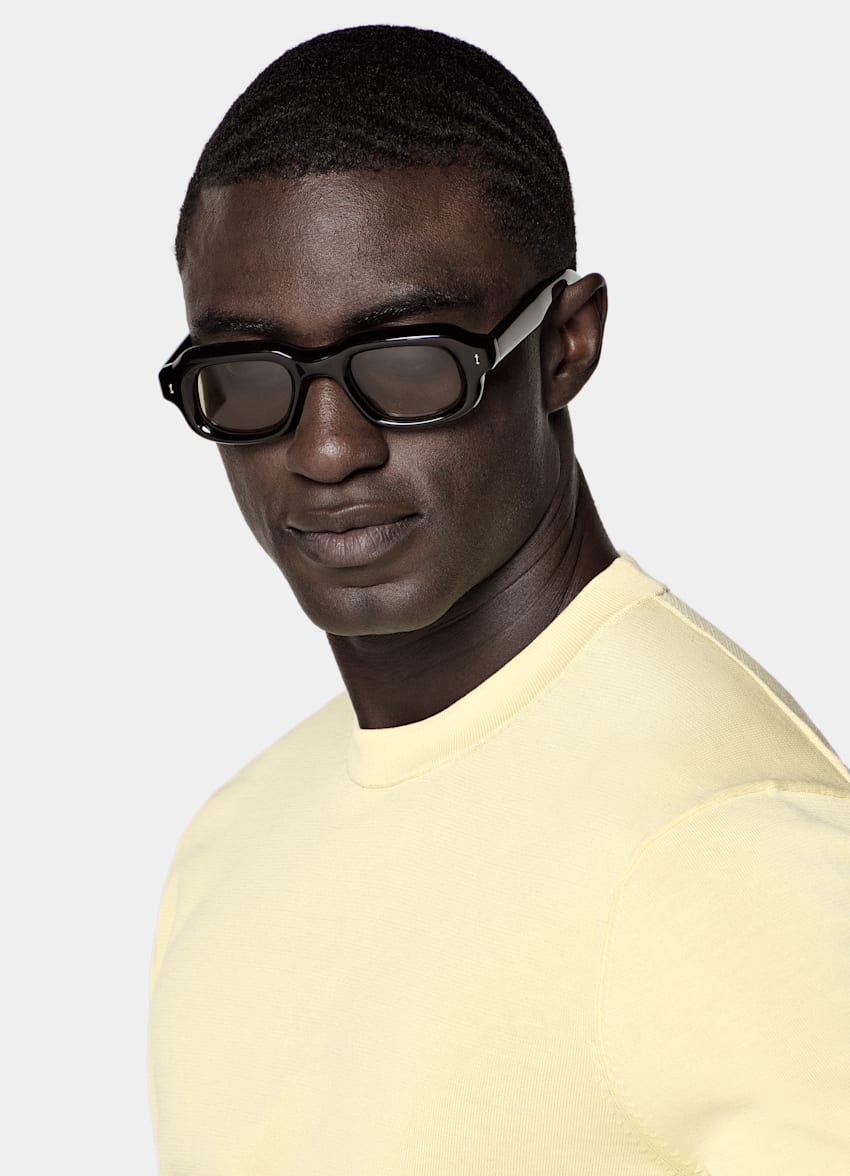 SUITSUPPLY Cotton Silk Yellow Short Sleeve Crewneck
