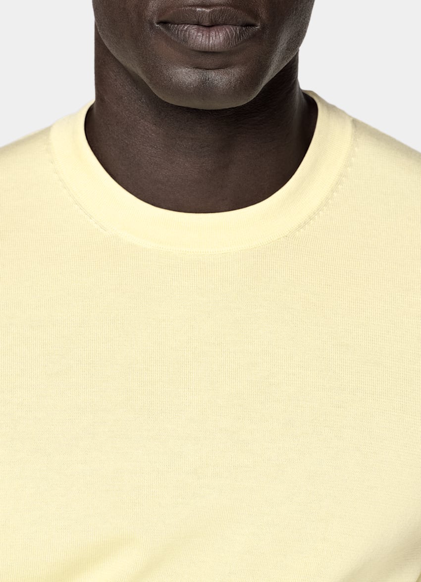 SUITSUPPLY Cotton Silk Yellow Short Sleeve Crewneck