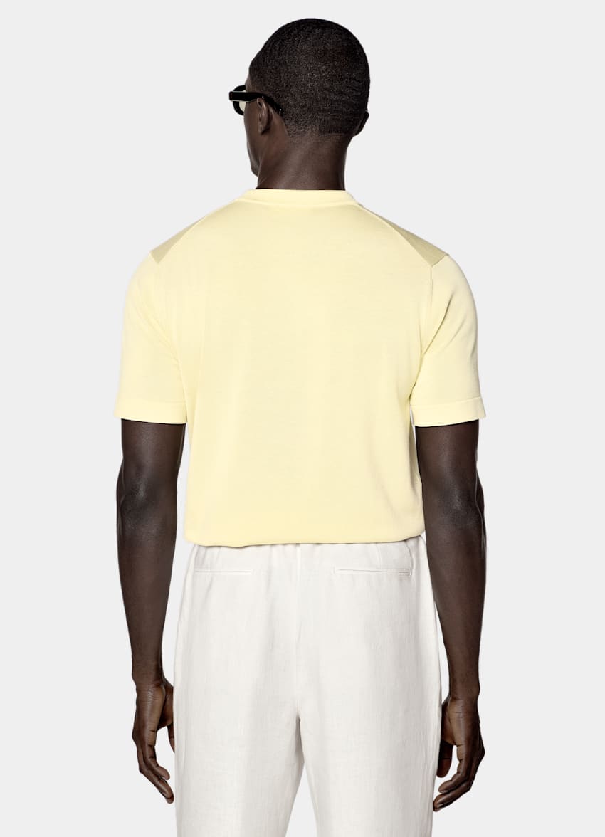 SUITSUPPLY Cotton Silk Yellow Short Sleeve Crewneck