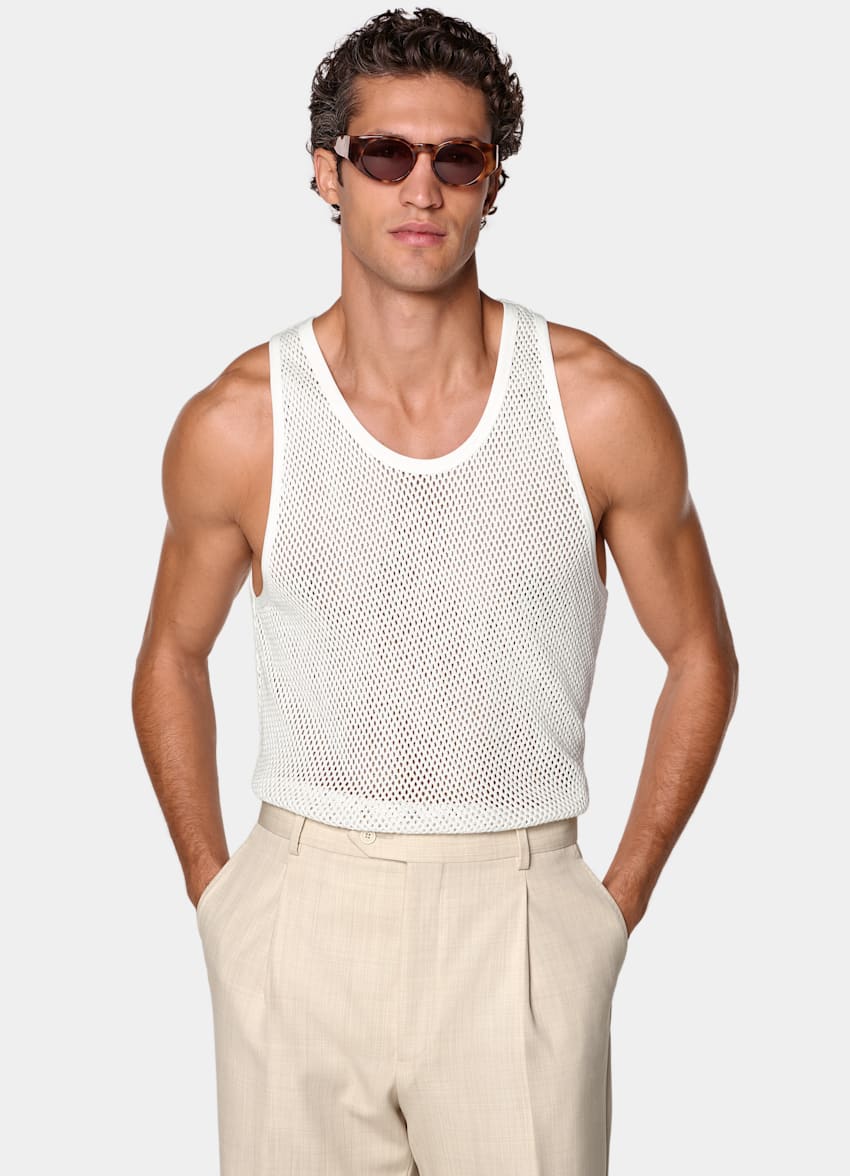 SUITSUPPLY Pur coton D&eacute;bardeur en crochet blanc cass&eacute;