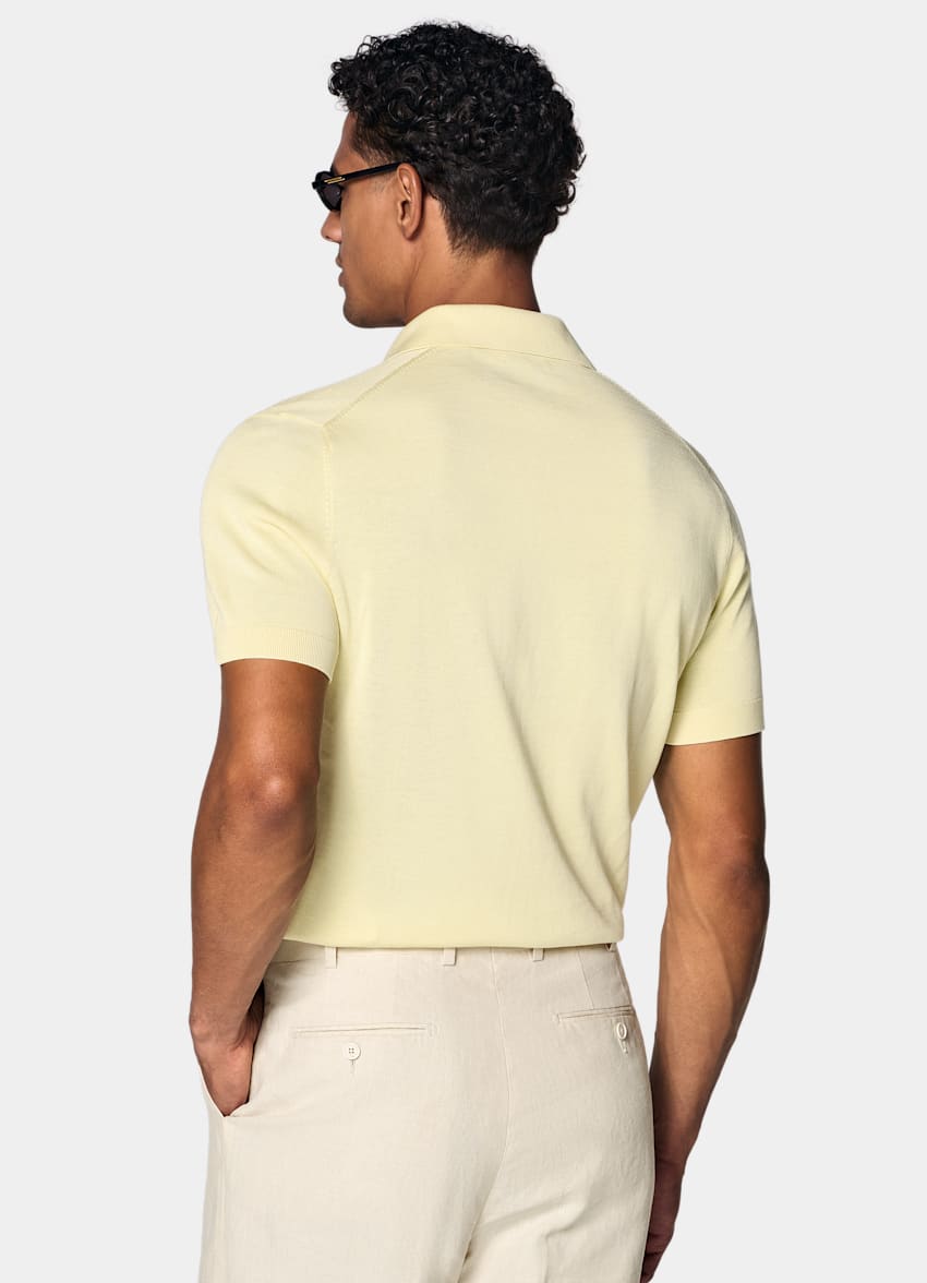 SUITSUPPLY Cotton Silk Yellow Buttonless Polo