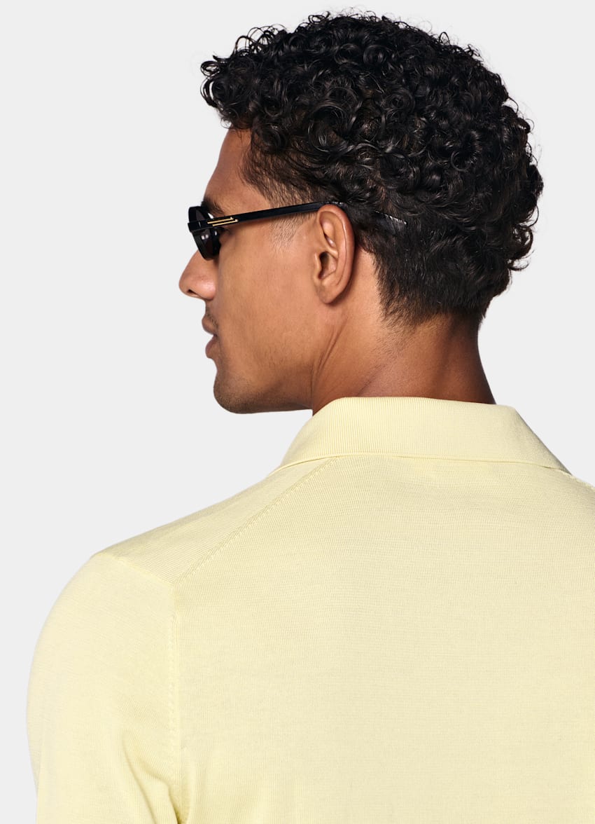 SUITSUPPLY Cotton Silk Yellow Buttonless Polo