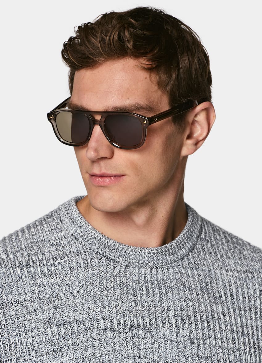 SUITSUPPLY Pure Cotton Light Blue Moulin&eacute; Crewneck